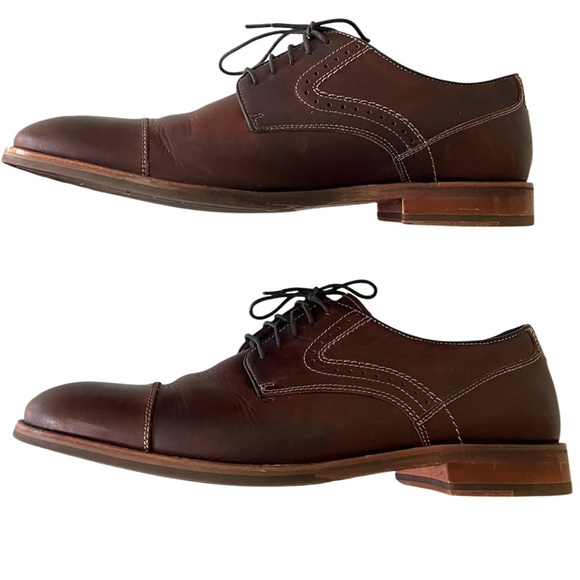 Johnson & Murphy Sz 10M Cap Toe Brown Leather Men\'s Dress Shoes Preppy Academia main image 4